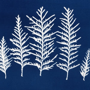 close up of cyanotype blue art print featuring Ontario ferns